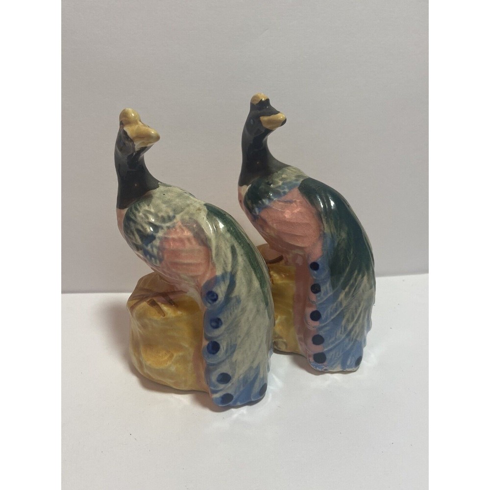 Vintage 50s Mid Century MCM Kreiss & Co. Peacock Birds Salt & Pepper Shakers